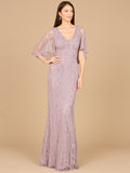 Cape Sleeve Mermaid Gown