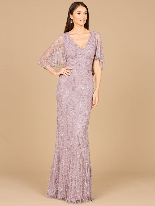 Cape Sleeve Mermaid Gown