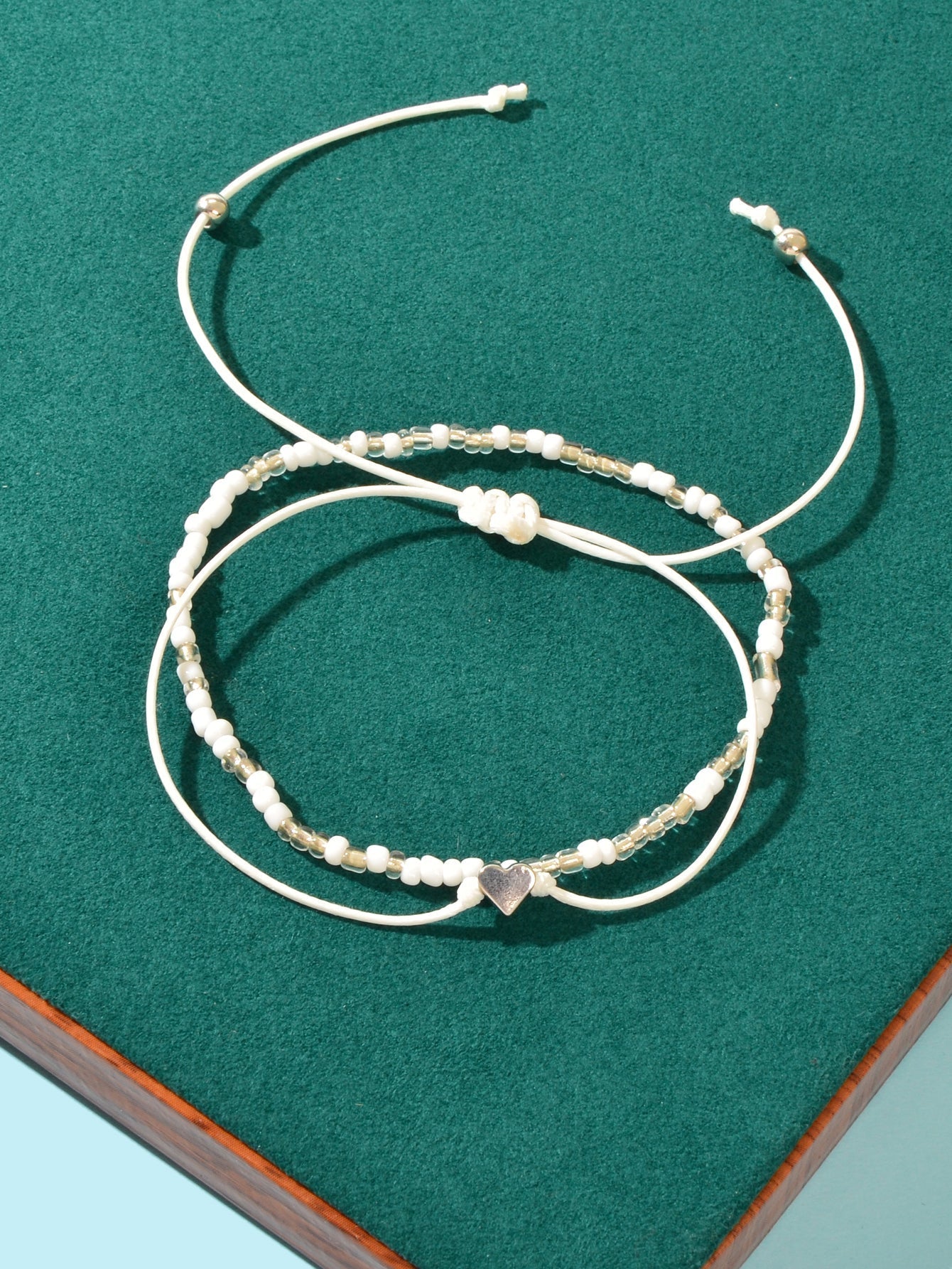 2 pcs Bohemian Chic Handmade Beaded Braided Adjustable Beach Anklet