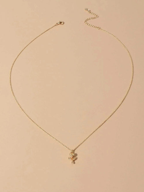 AU Stock Jewellery Gold Chain Rose Flower Charm Necklace Teens Women