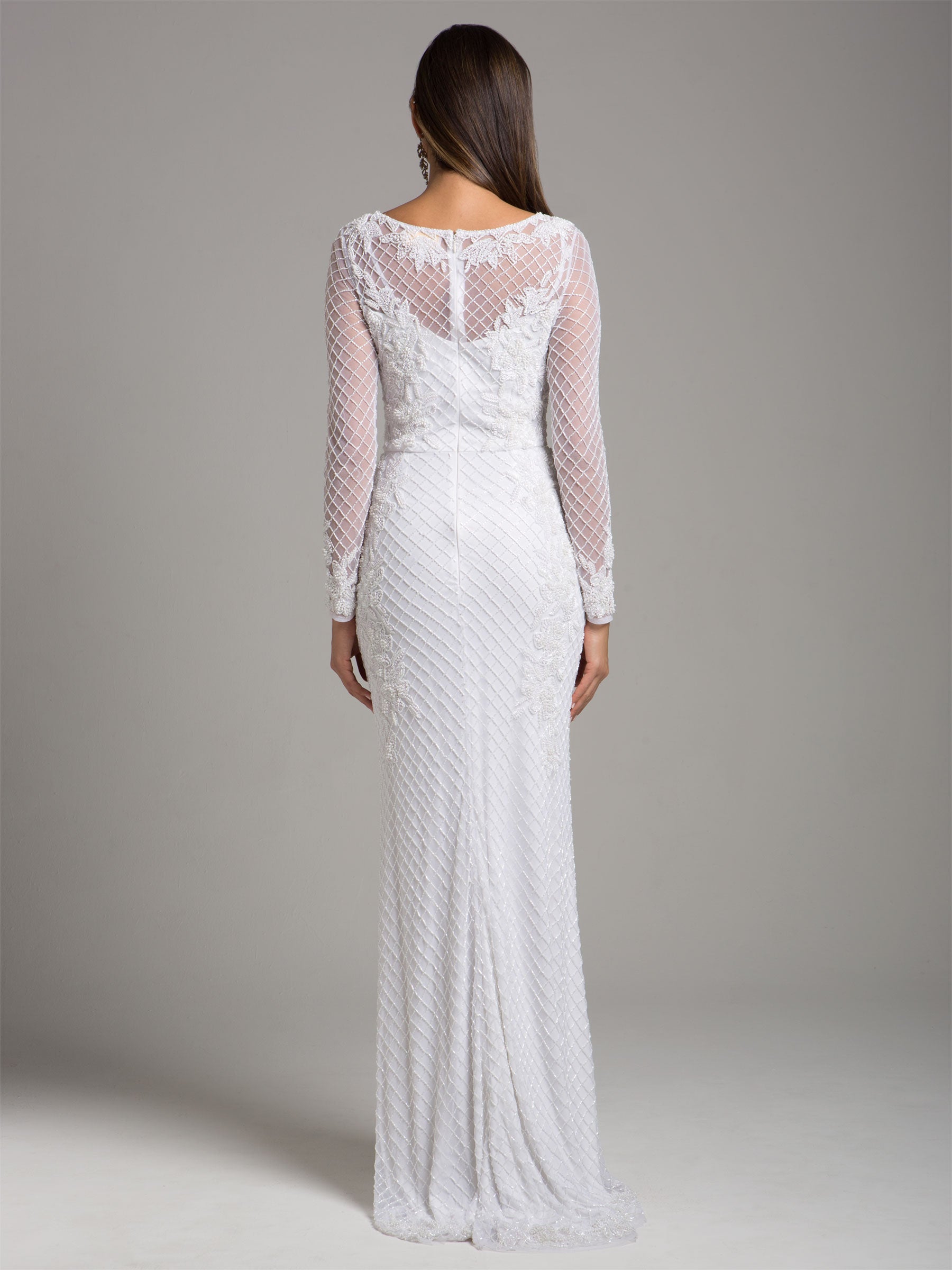 High Neck, Long Sleeve Beaded Wedding Gown - Lara 51004