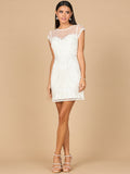 Beaded Bridal Short Dress with Cap Sleeves