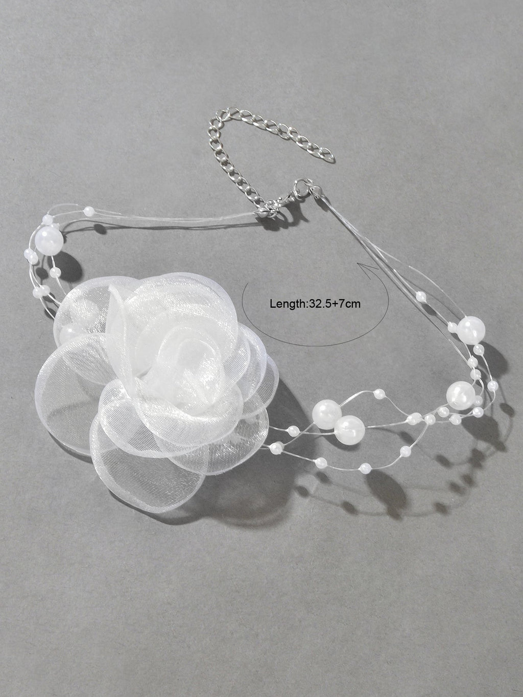 Romantic Jewellery Multi-layer Pearl Chain White Flower Choker Floral