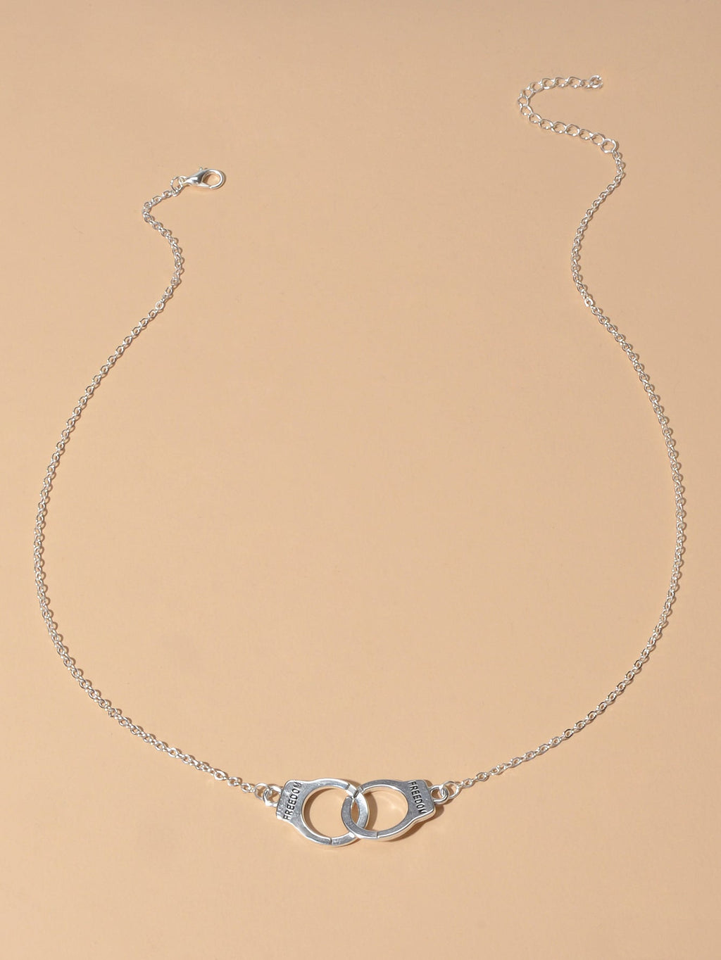 Punk Silver FREEDOM Handcuffs Necklace Boho Lover Jewellery