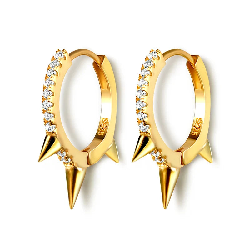 Color Zircon Earrings For Women 925 Sterling Silver Earrings Hoops Pendientes Plata Piercing Gold Jewelry
