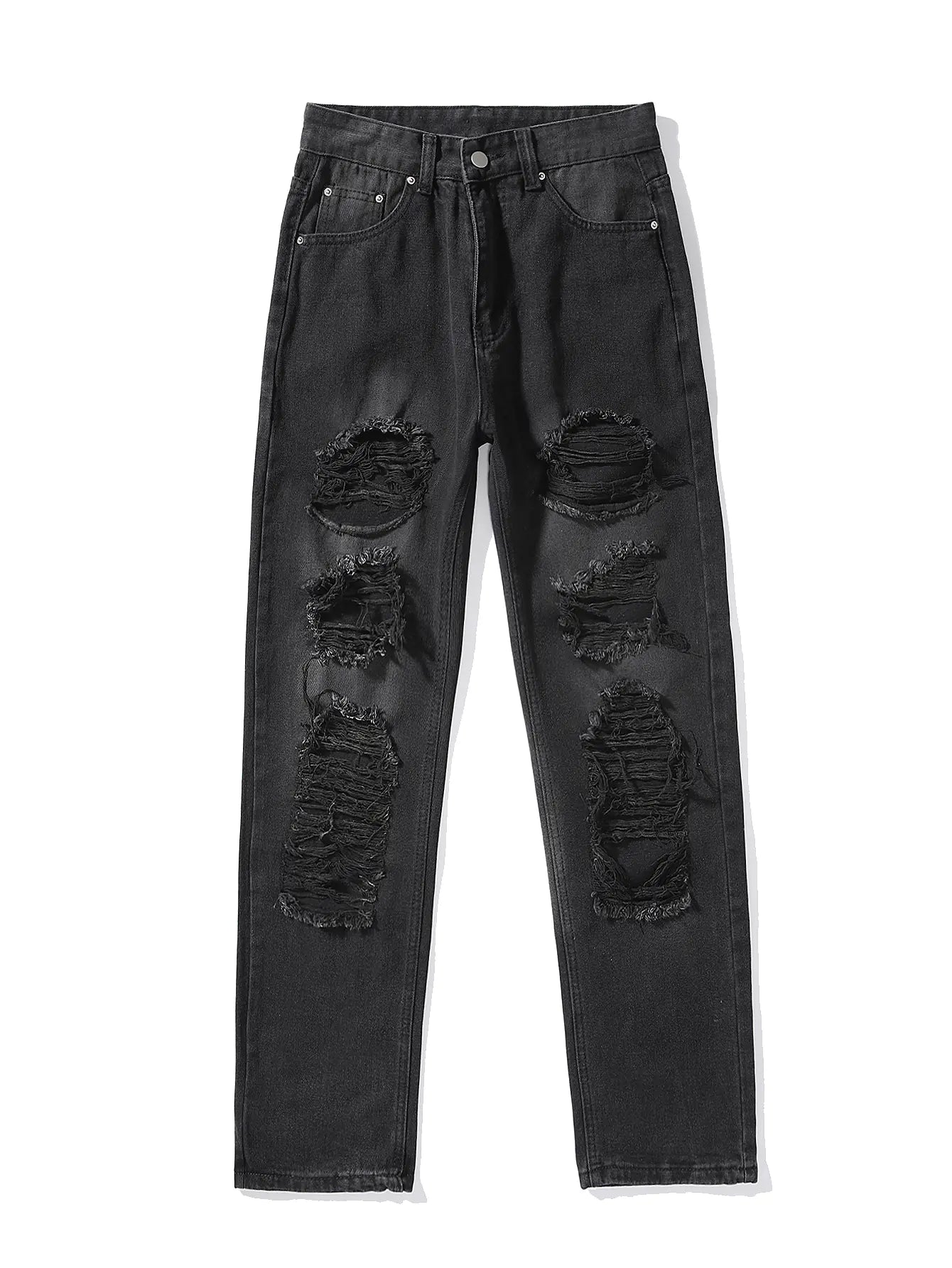 Trendy Ripped Women's Jeans with Raw Edges