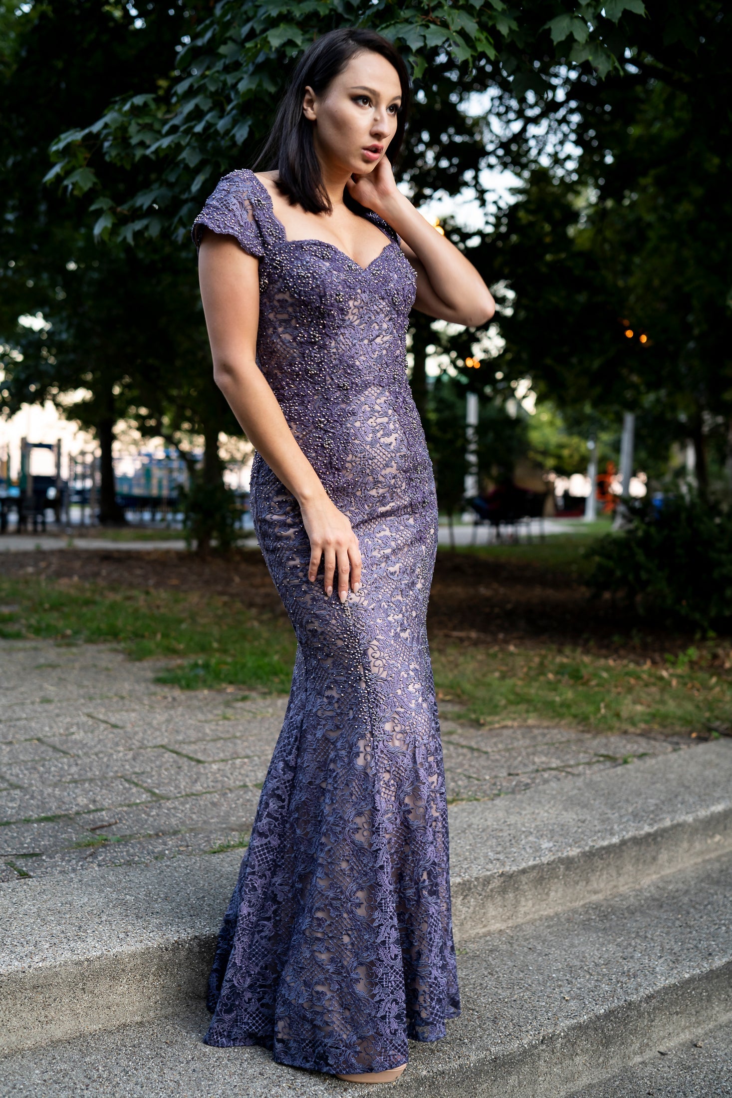 Lara 33491 - Fitted Lace Mermaid Gown OUTLET