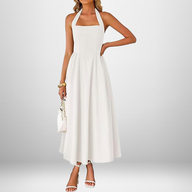 Summer women's fashion temperament wide suspender neck halter dress