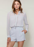 Women's Pleated Button Up Romper In Slate