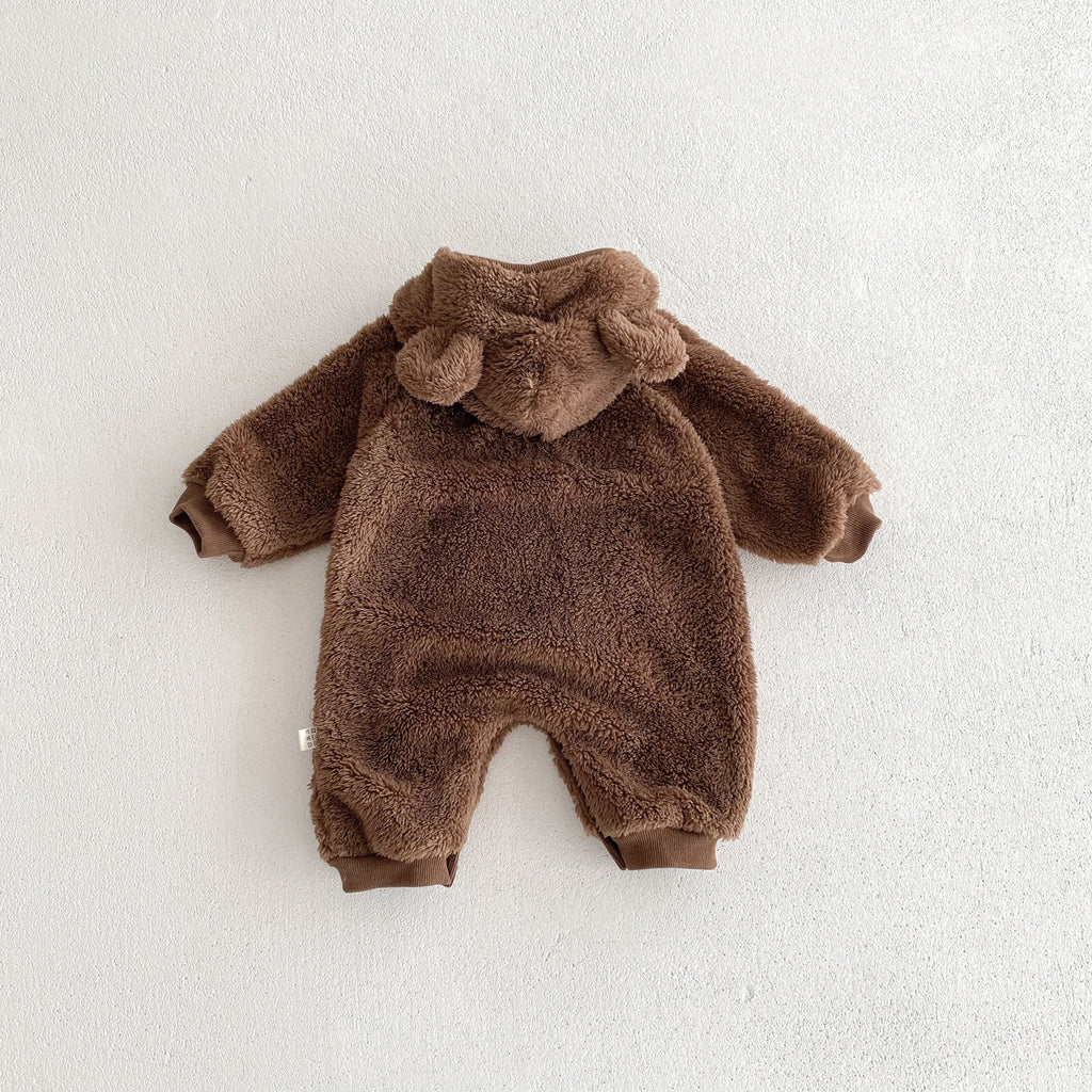 Baby Unisex Long Sleeves Animals Cartoon Pattern Pocketed Rompers