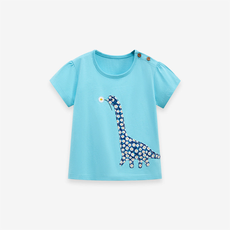 Girls’ Clothing Summer Collection – Floral Dinosaur Pattern Children’s