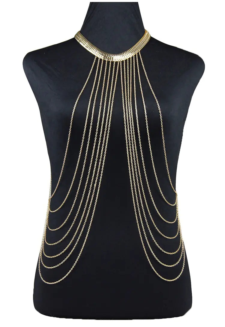 Metallic Serpent Chain Body Chain with Tassels